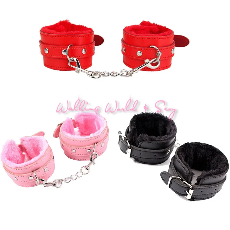 Сексуальные игрушки плюшевые наручники секс бандаж ограничители манжеты на