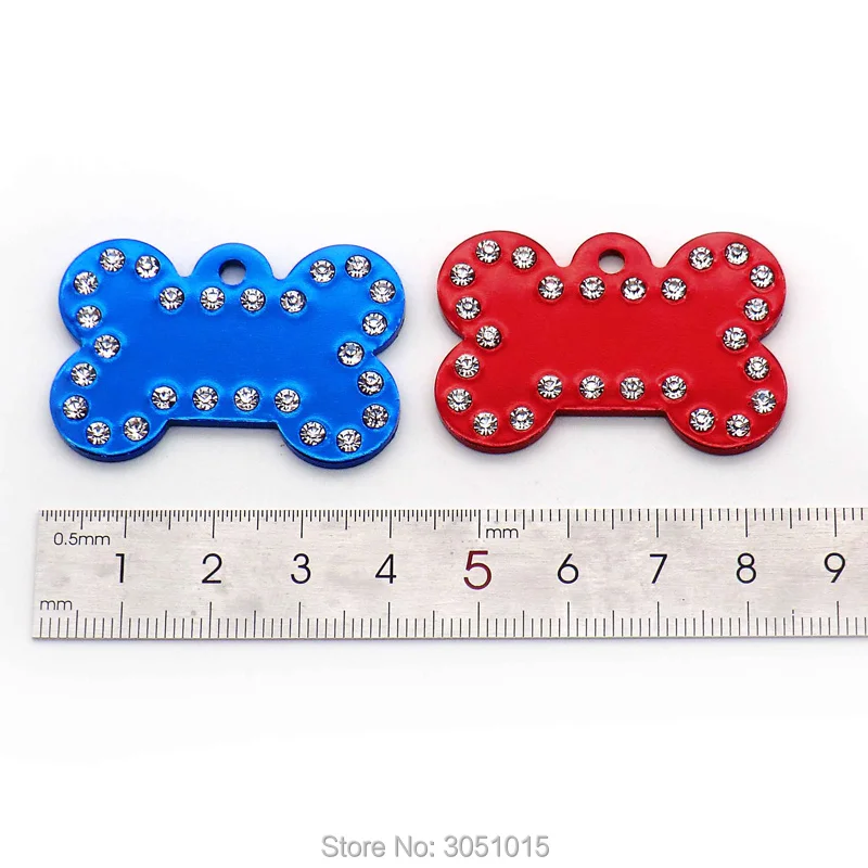 

Wholesale 100Pcs 2MM Dog Bone Diamond Decor Pet Id Tag Custom Engraved Pet Name Phone Number Cat Dog ID Tag Charm Personalized