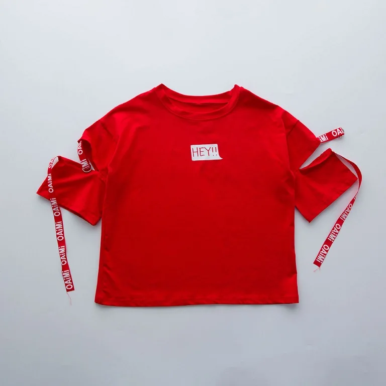 red tops Детская одежда в стиле хип-хоп; длинные футболки; топы; повседневные шорты для девочек и мальчиков; костюм для джазовых танцев; одежда для бальных танцев; уличная одежда - Цвет: red tops