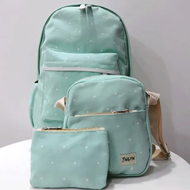 Light green 3 шт./компл. точка печати Школьный рюкзак для девочек, школьные сумки, школьные рюкзаки для девочек Детские рюкзаки для девочек Mochila Infantil - Цвет: Light green