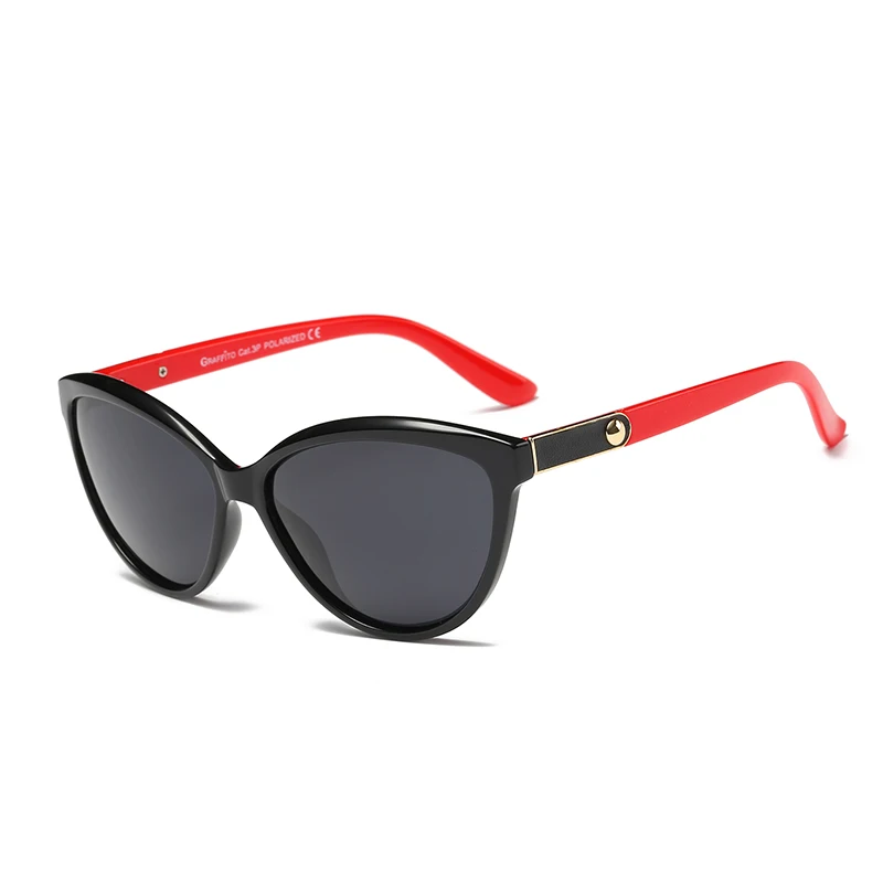 C2 Black red Gray Женские поляризационные солнцезащитные очки Pro Acme формы "кошачий" глаз в стиле ретро, элегантные солнцезащитные очки для вождения, очки для женщин, PB1223 - Цвет линз: C2 Black red Gray