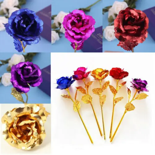 Позолоченные синие розы 24 к подарки подруге на годовщину День