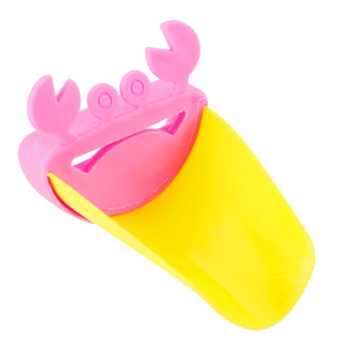 Pink-Yellow Кран для ванной комнаты, расширитель для раковины, расширение ручки для ванной, краб ShapeWash HandFun, принадлежности для ванной, для детей - Цвет: Pink-Yellow