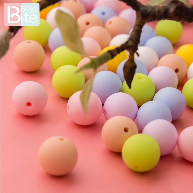Bite Bites 100 шт 12 мм/15 мм Силиконовые Круглые бусины Детские Прорезыватели кунжута DIY