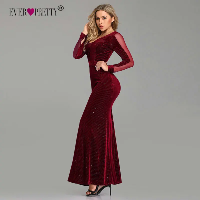 Robe De Soiree Русалочка вечернее платье Ever Pretty EP07439BK элегантные иллюзионные черные вечерние платья с v-образным вырезом и открытой спиной