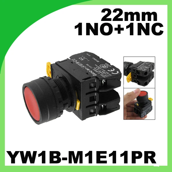 

YW1B-M1E11PR красный знак сигнала Мгновенный кнопочный переключатель 22 мм 7/8 "1 NO 1 NC