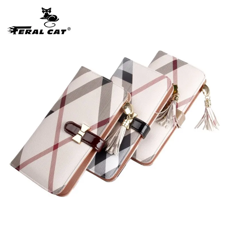 Известный бренд Модный классический полосатый Женский кошелек стандартные