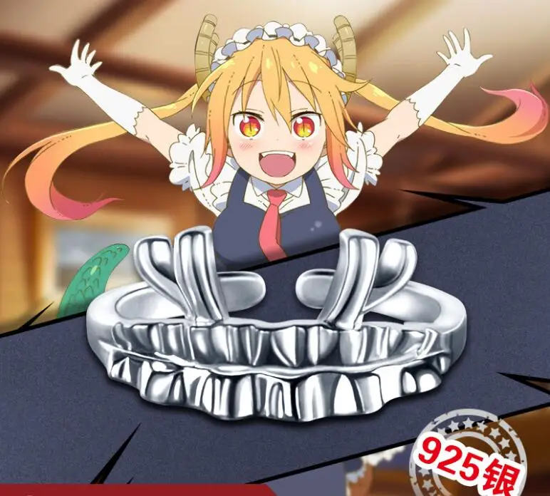 Kanna Kamui Miss Kobayashi кольцо горничной рога дракона 925 серебро США 6/7/8 Рождественский