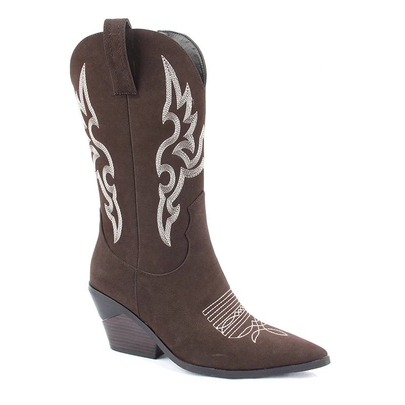 2019 New Fashion Embossed Women Boots Unusual Thick Wedges Footwear Western Female Cowboy Woman Autumn Winter | Обувь