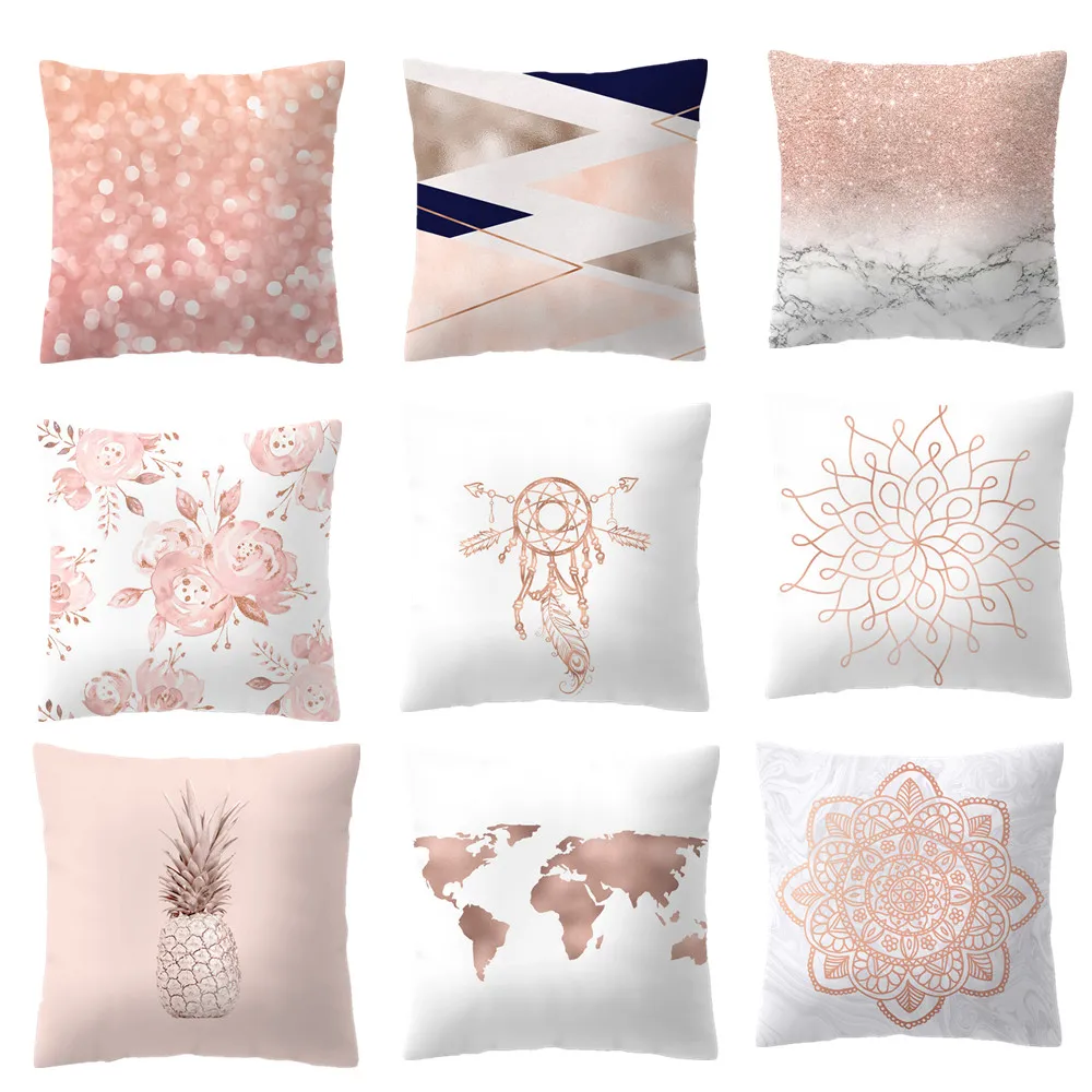 45x45cm Pillowcase Home Decoratio Rose Gold Pink Cushion Cover nordic decoration home almofadas para sofa throw pillows cover | Дом и сад