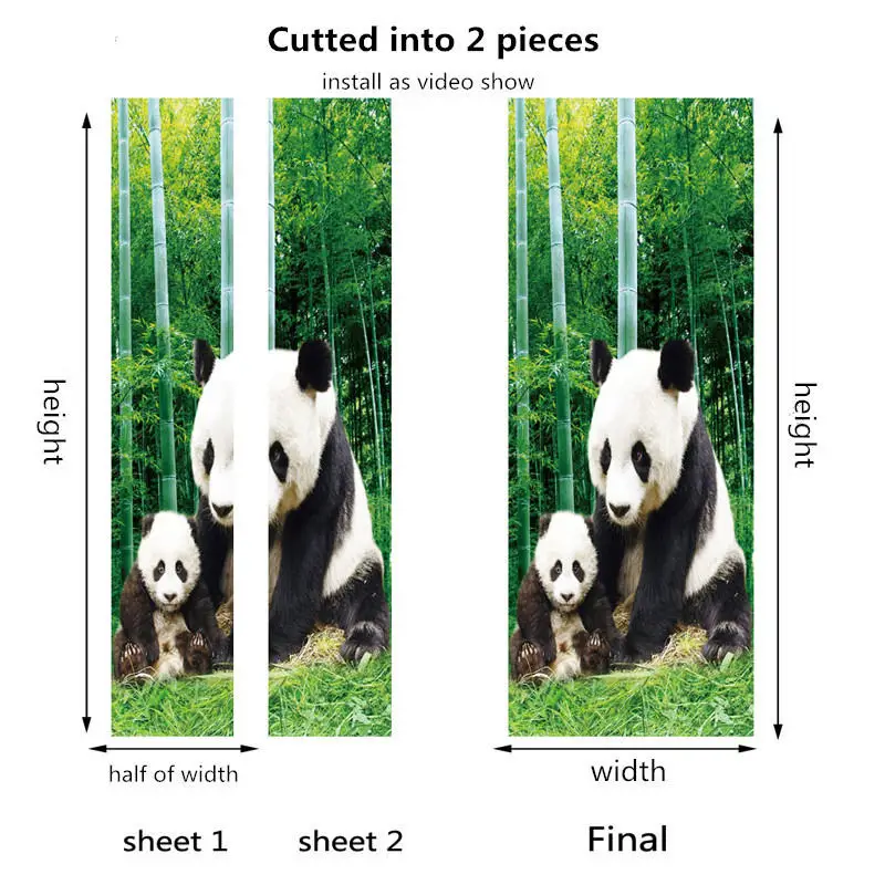 025-cutted into 2pcs Наклейки на дверь в скандинавском стиле, простые 3D визуальные декоративные наклейки на дверь для гостиной, ванной комнаты, обои с естественным пейзажем - Цвет: 025-cutted into 2pcs