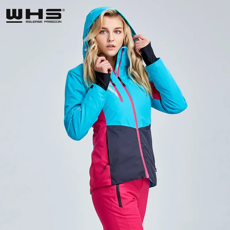 WHS Для женщин лыжные куртки брендовая ветрозащитная Лыжная куртка Женские сапоги-снегоступы, женские теплые дышащая куртка женская катания на сноуборде пальто