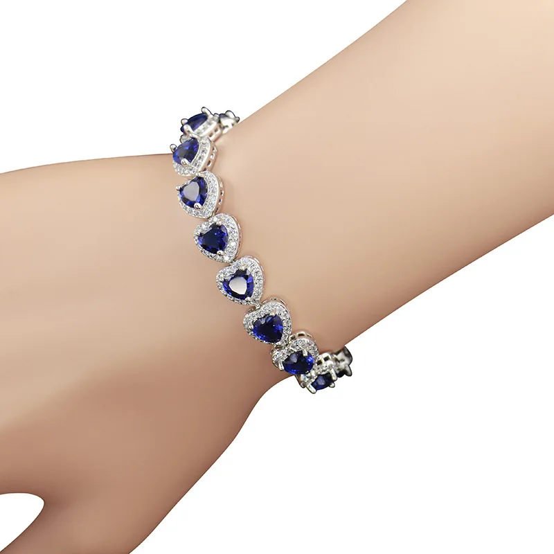 Сердце Монтана Синий Циркон 925 Стерлинговое Серебро набор украшений для женщин