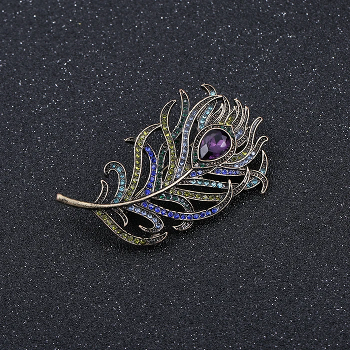 Цинковый сплав горный хрусталь листьев Дизайн большой Броши для Для женщин леди