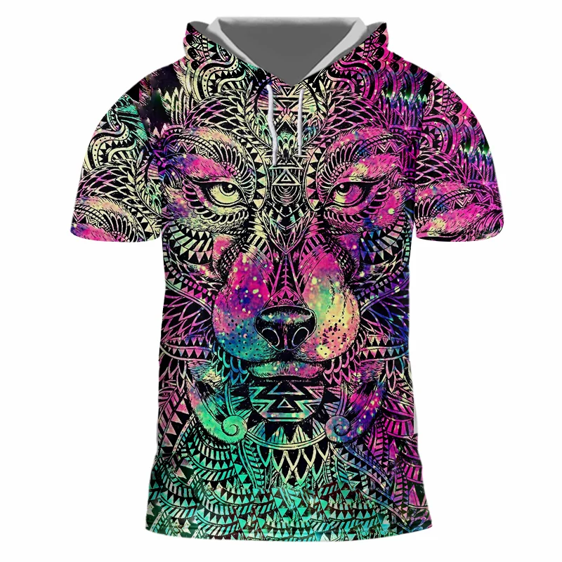 UJWI модная футболка с капюшоном для мужчин Туманность лев печать 3d Harajuku топы