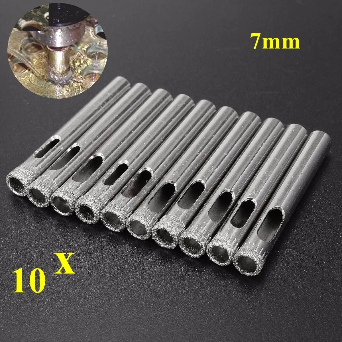 

10 шт. 7 мм Алмазное покрытие Holesaw Плитка Стекло сланец фарфор Мраморные сверла резак для плитки Мраморное стекло гранит бурение