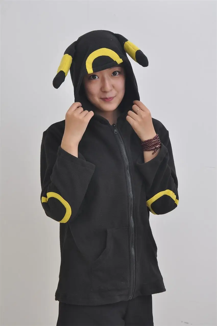 Женский черный Umbreon Толстовка Верхняя одежда куртка Косплей костюмы унисекс