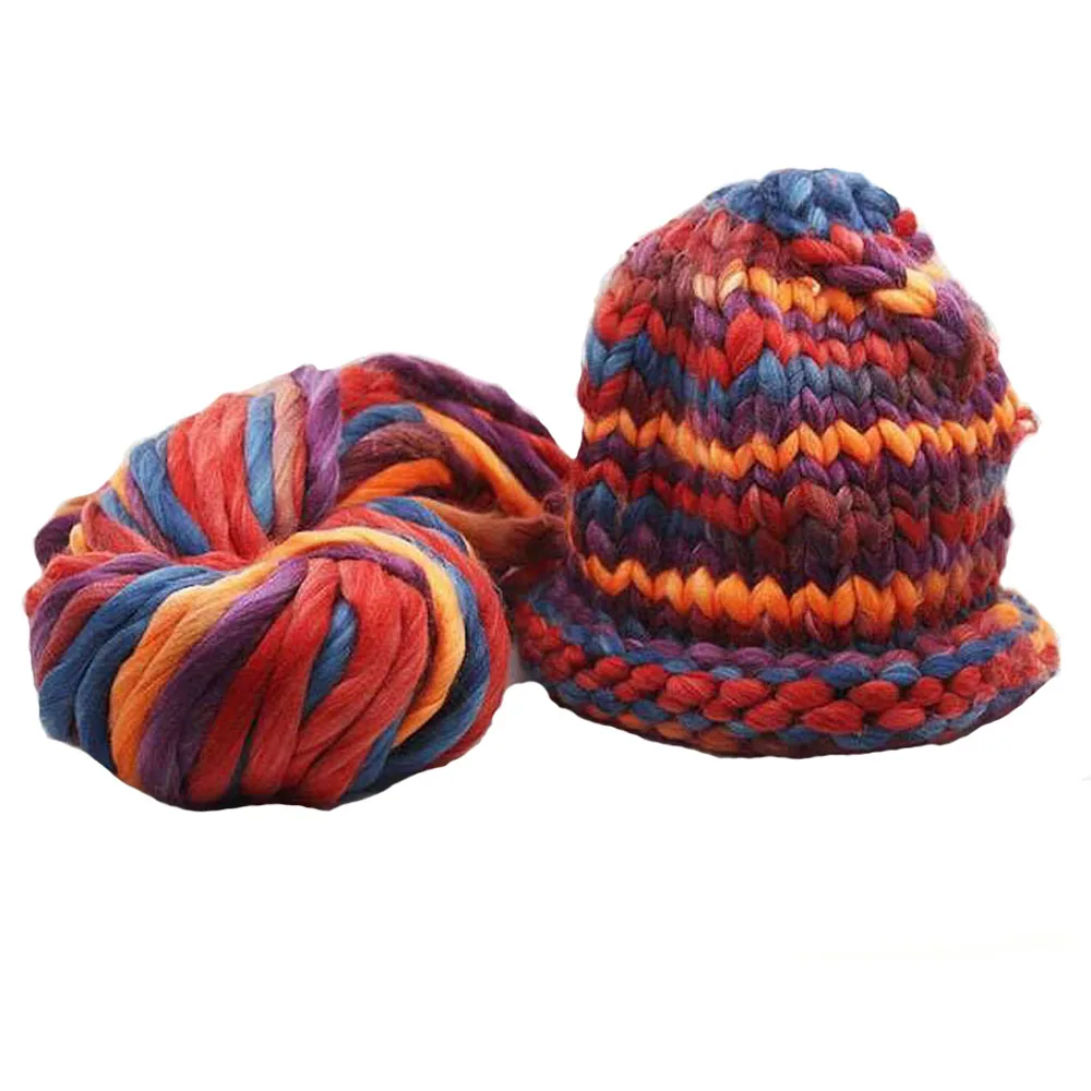 Смешанные цвета сверхплотная шерстяная массивная пряжа объемная ровная большая