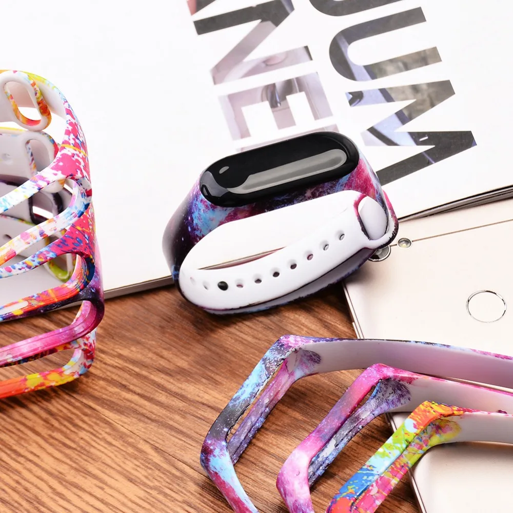 Mi band 3 4 ремешок Камуфляжный силиконовый универсальный ремешок для Xiaomi mi Band 4 3 band 4 Band 3 браслет с мультяшным принтом из ТПУ