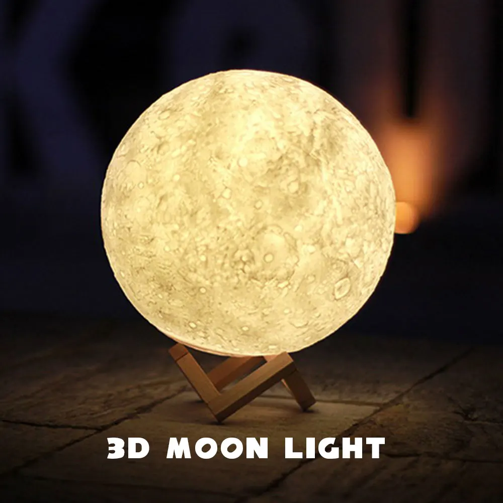 3D принт луна лампа ночник Диммируемый светодиодный перезаряжаемый лунный свет 2