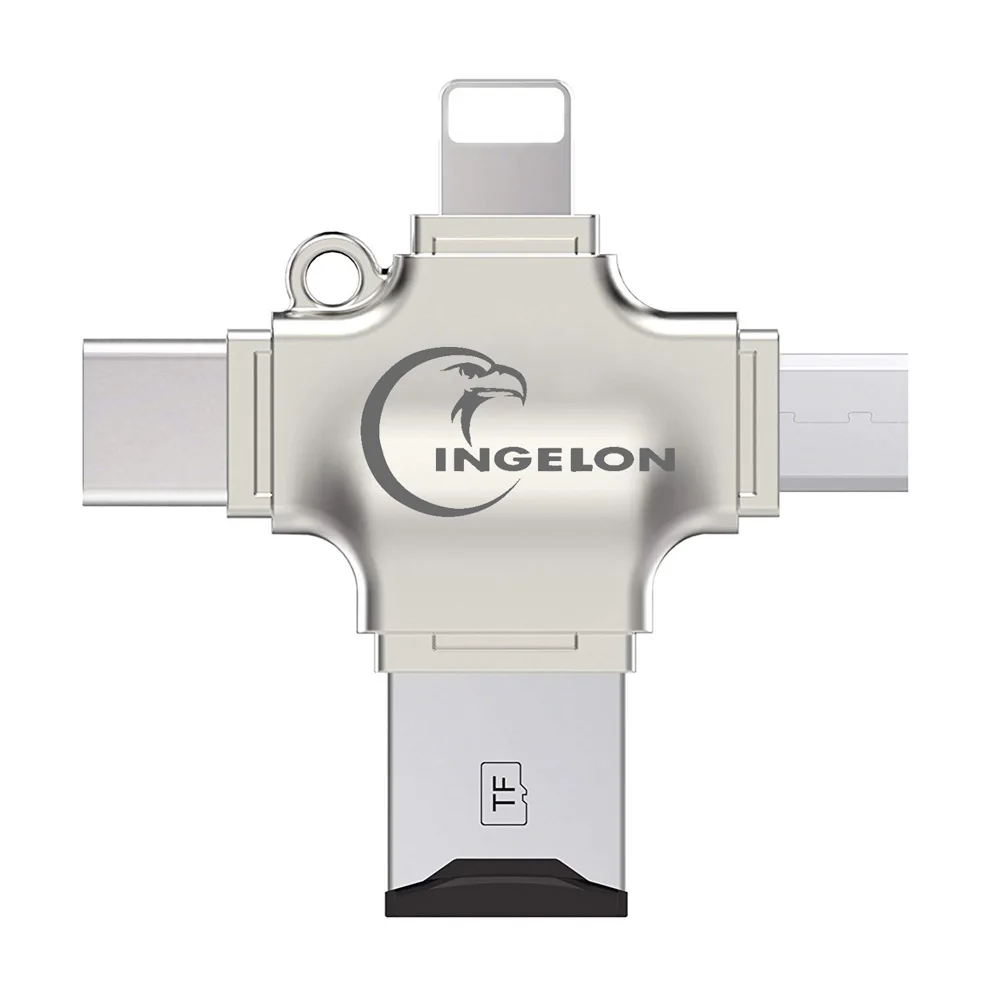 Металлический кардридер Ingelon для SD карт памяти microsd OTG iphone ios tipo c Android телефона ПК