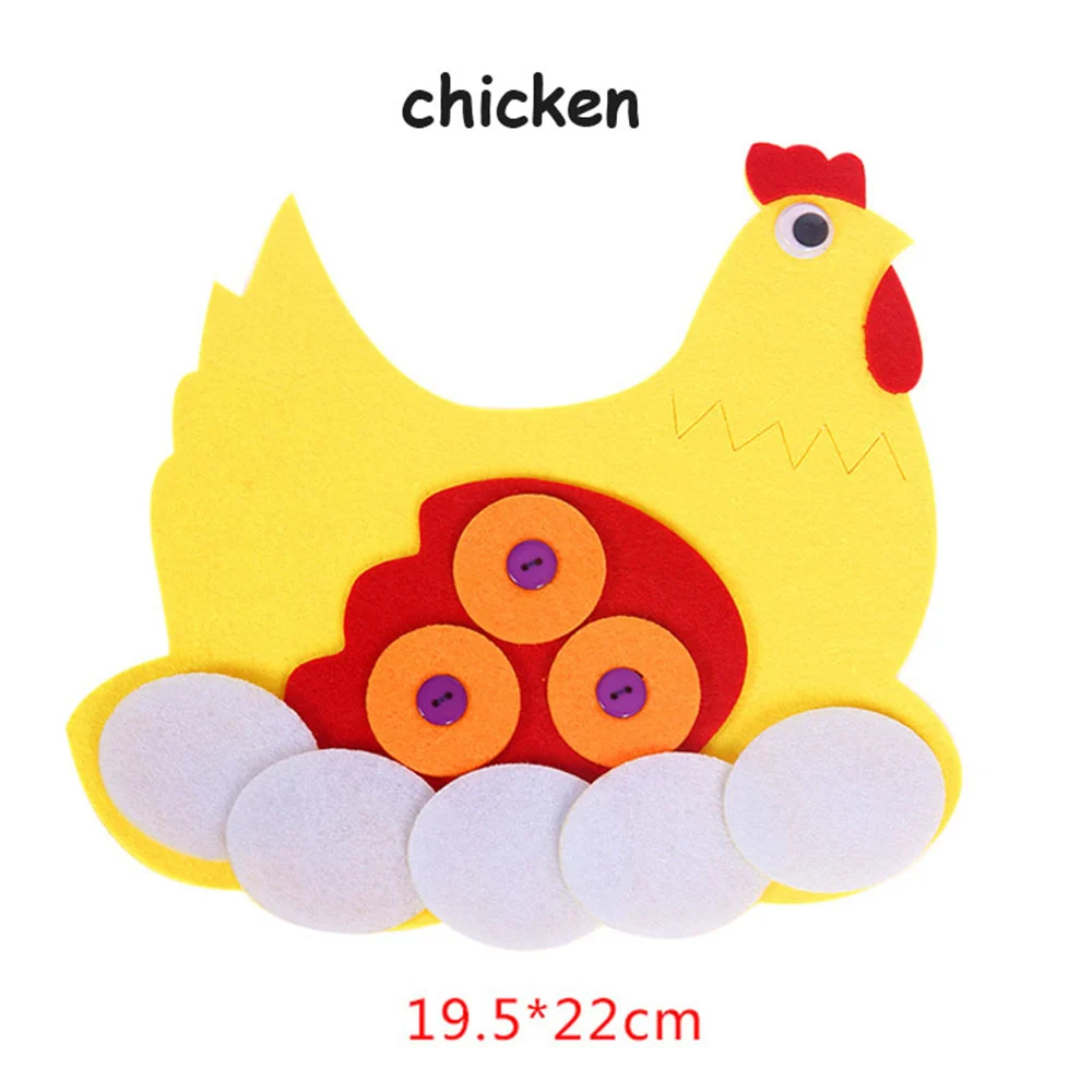chicken DIY мультфильм Ткань Животное Руководство Искусство для детского сада ремесла Монтессори обучающие средства ручной Молнии Кнопка Математическая головоломка игрушка для детей - Цвет: chicken