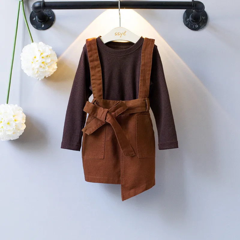 Детский костюм с бантом и длинными рукавами футболка + комбинезон 2018|Комплекты