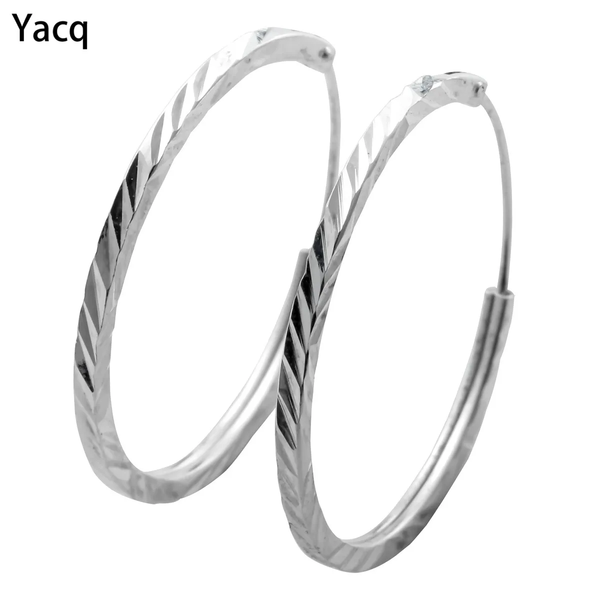 YACQ 925 Sterling Silver Hoop Earrings Big Birthday Party Jewelry Gifts for Women Girlfriend Her Mom Wife Girl Dropshipping CE46 | Украшения