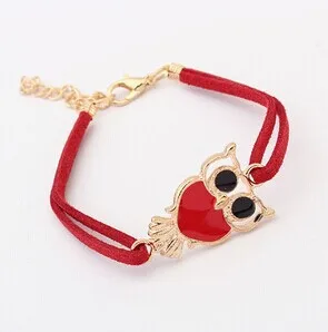 Эмаль Винтажные Ювелирные изделия конфеты кожа Сова браслет оптом/kpop pulseras