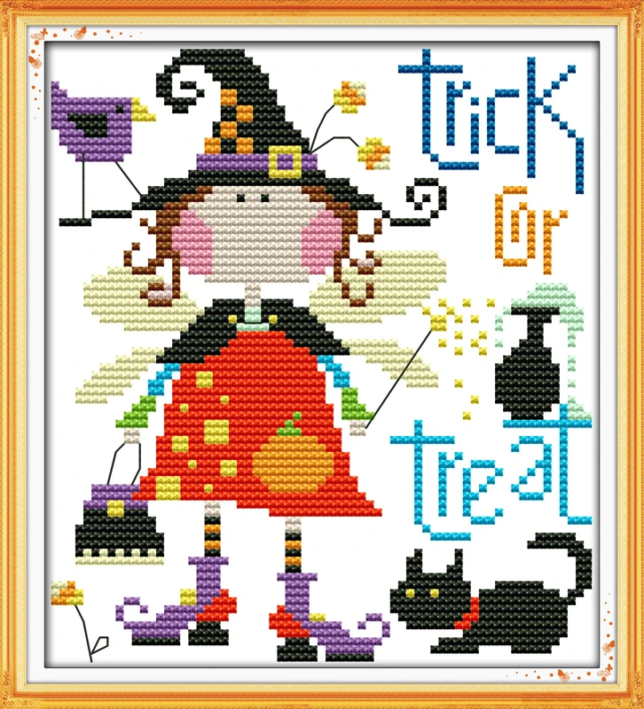 Хеллоуин эльф напечатанный на ткани DMC 14CT 11CT Вышивка крестом kitsembroidery рукоделие
