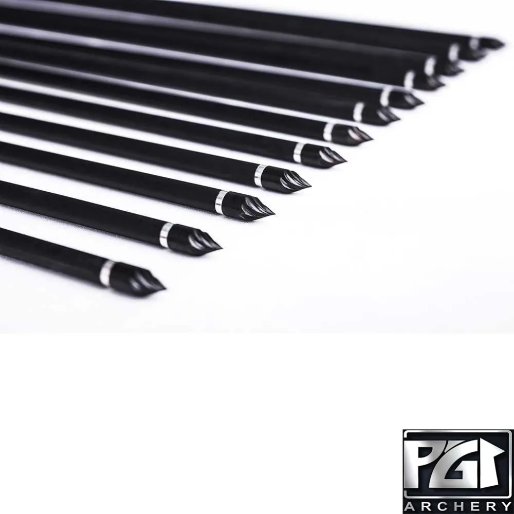 PG1ARCHERY желтый 30 дюймов карбоновые стрелы с 4 щит перья Fletching и съемные точки советы
