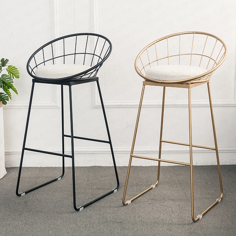 Nordic Bar Stool Wrought Iron Cashier High Modern Minimalist Back Chair Creative Personality Dotomy Stools | Мебель