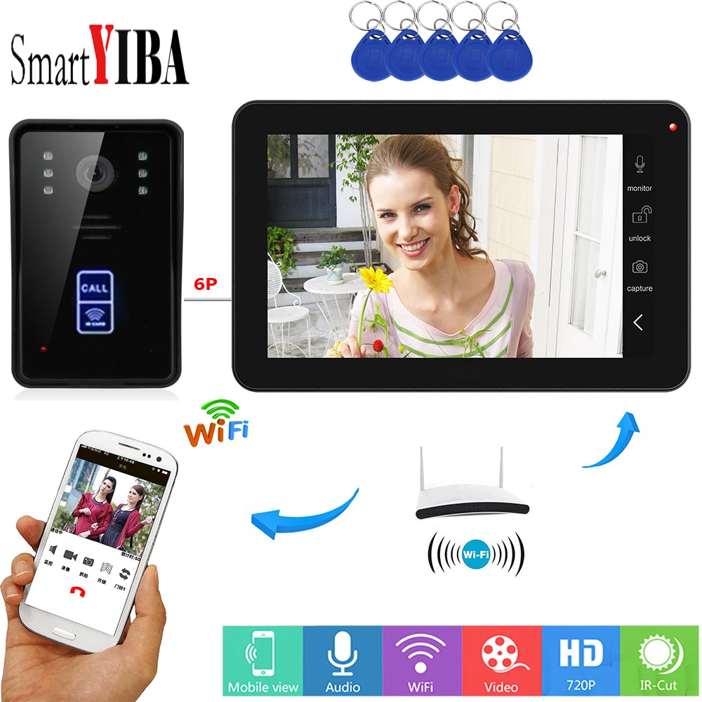 SmartYIBA 9 дюймов беспроводной Wifi приложение дистанционное управление видеодомофон