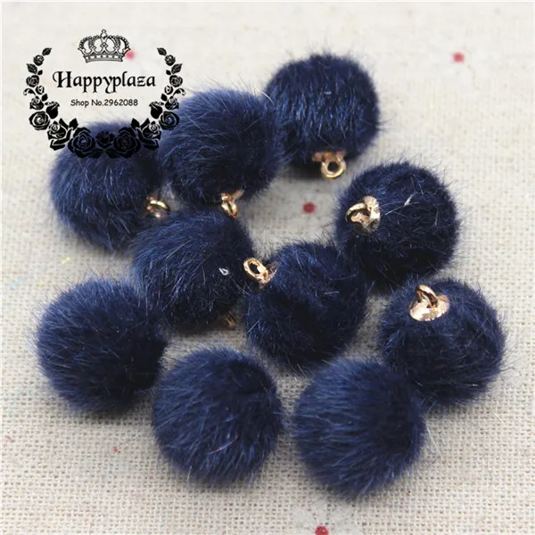 Navy blue 16 мм имитация норки мех покрытый бусины для изготовления ювелирных изделий кулон шар DIY материал серьги фурнитура серьги ручной работы аксессуары - Цвет: Navy blue