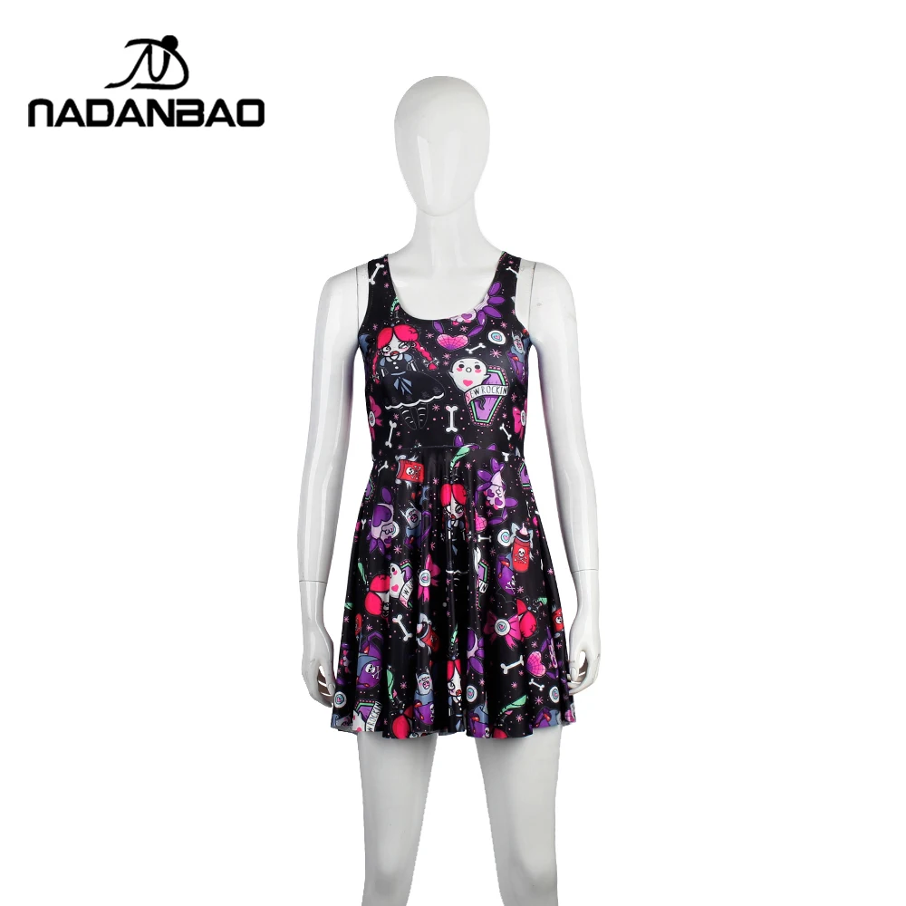 Женское платье NADANBAO Пляжное плиссированное с 3D принтом для Хэллоуина|women dress|summer
