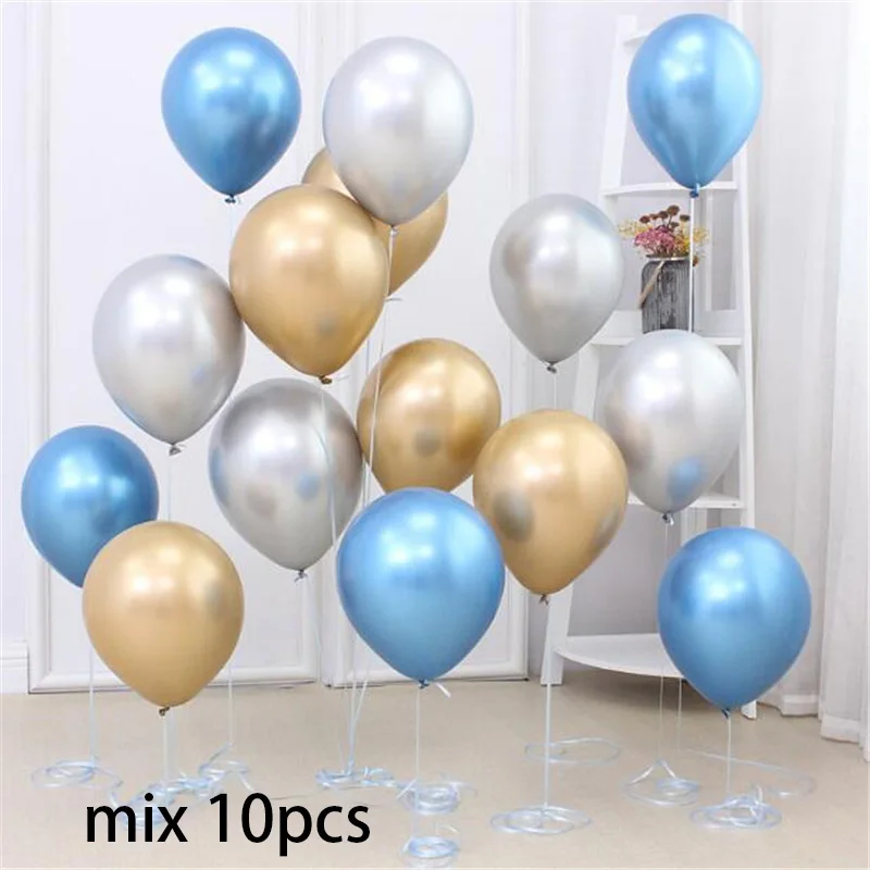 10pcs mix Чернильные синие латексные шары Металлические Синие фольгированные воздушные шары надувные свадебные украшения воздушный шар с надписью "Happy Birthday" Вечерние воздушные шары - Цвет: 10pcs mix