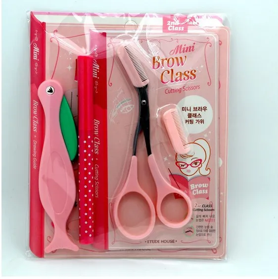 

5 colors Eyebrow shaping set Mould Pencil Razor Scissor Stencil Styles Template Shaping Shaper Tool Grooming