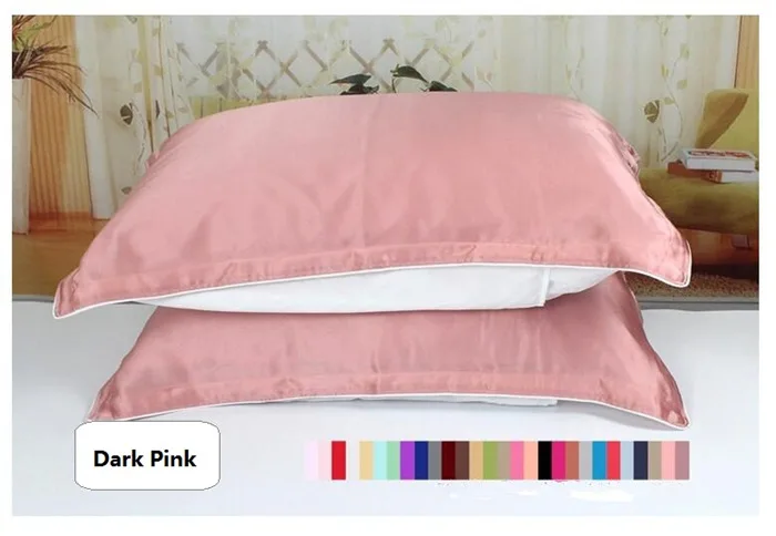 Dark pink Одна сторона шелк тутового шелкопряда Подушка Чехол s конверт из чистого шелка Подушка Чехол для здорового сна многоцветный - Цвет: Dark pink