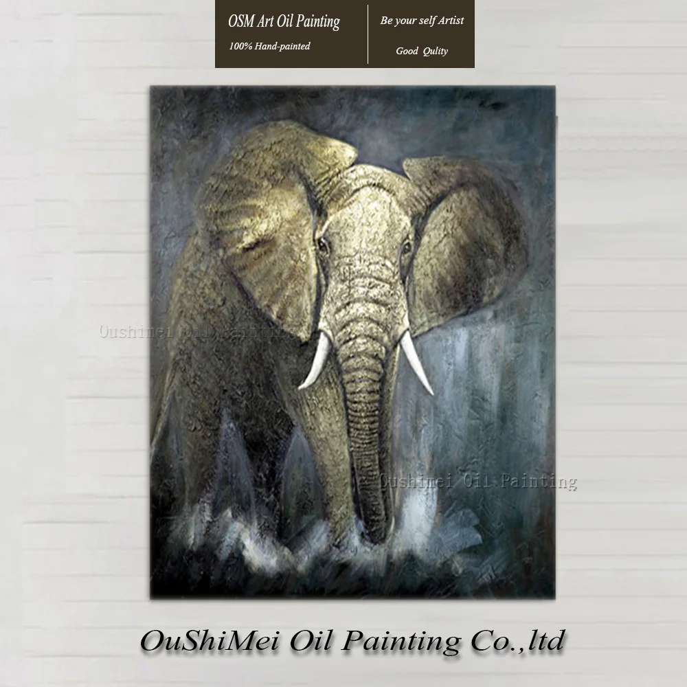

High Quality Handmade Impression Elephant Paintings Home Decor Canvas Animlas Painting Hang Paintings For Decor Oil Painting
