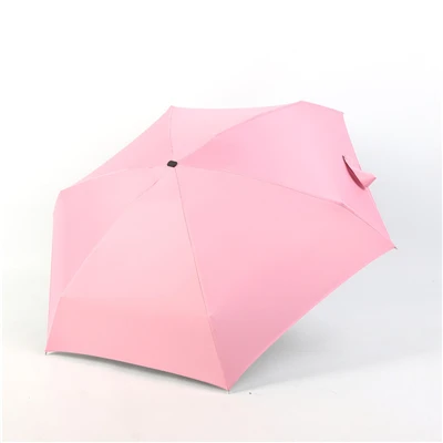Pink Новое поступление, пять складных зонтов, черное покрытие, для женщин и мужчин, мини-зонтик, для девочек, анти-УФ, водонепроницаемый, портативный, для путешествий, солнцезащитные зонты - Цвет: Pink