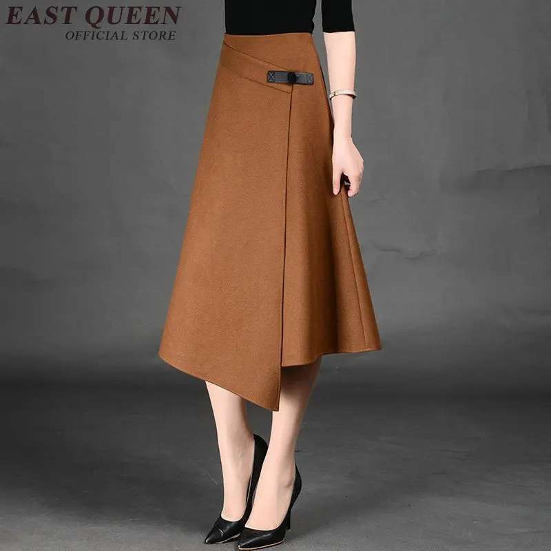 Skirt knee length long warm skirts High Waist Winter Warm Vintage long skirts for women Faldas Jupe Longue DD187 C