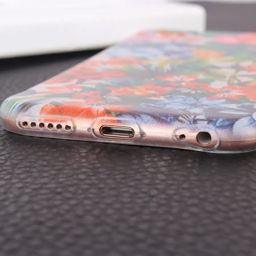 Чехол для iPhone 6 мягкие силиконовые чехлы с цветочным принтом и листьями