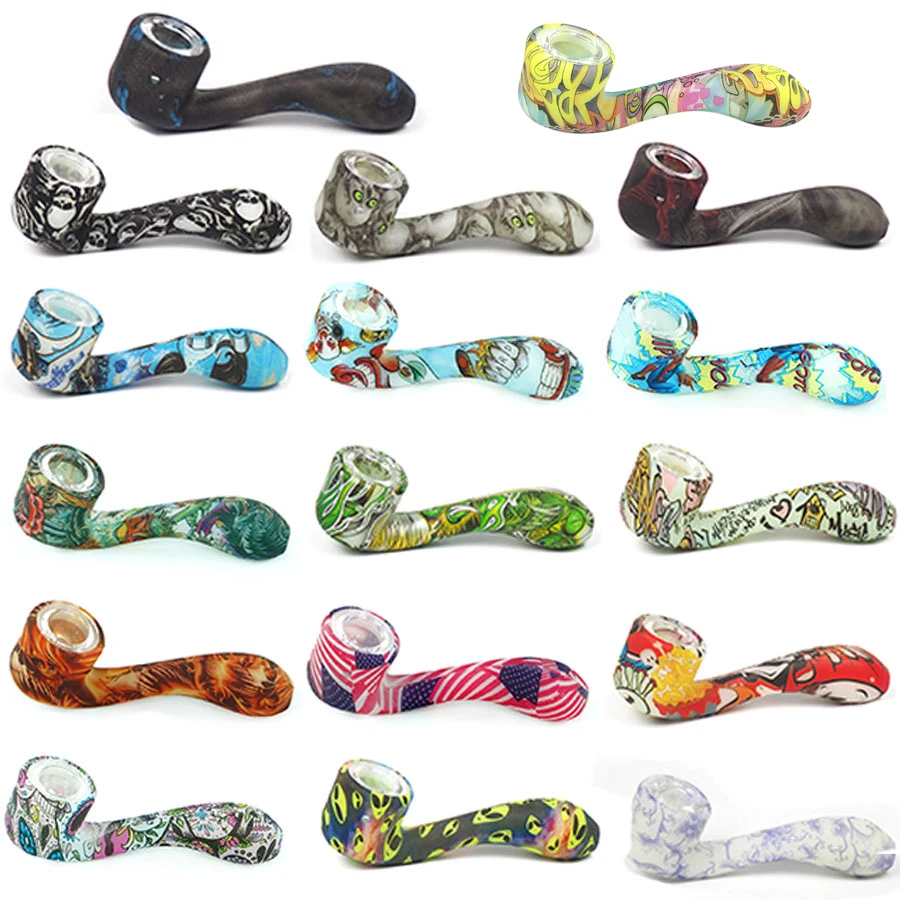 

Silicone Pipes glass pipe for 7 shape smoking pipes Color Ultimate Tool Tobacco Pipes Oil Hidden Bowl glow in the dark