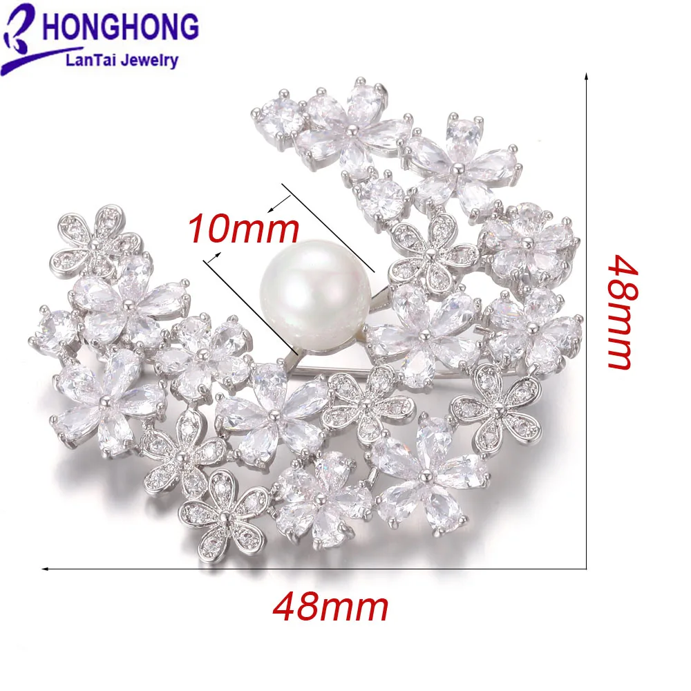 HONGHONG фианиты жемчужные булавки и броши Высокое качество растение цветы брошь