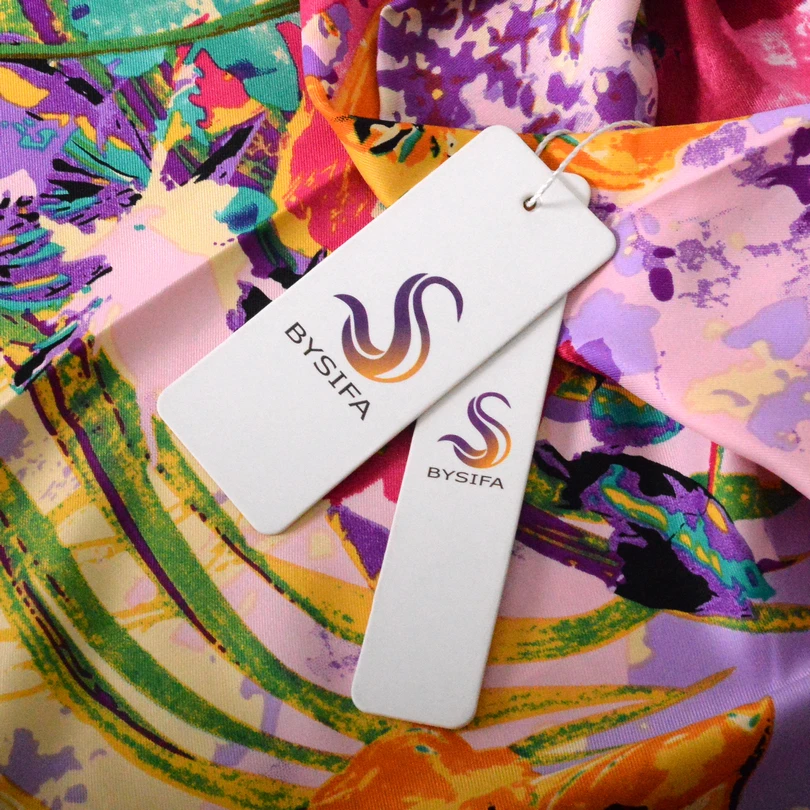 Женский саржевый квадратный шарф [BYSIFA] фиолетовые шарфы с цветочным узором