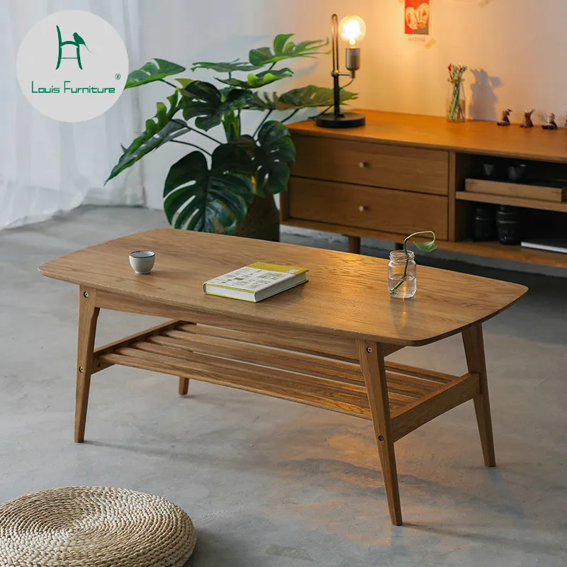 

Louis Fashion Coffee Tables Simple Living Room Small Apartment Solid Wood Nordic White Oak Tea