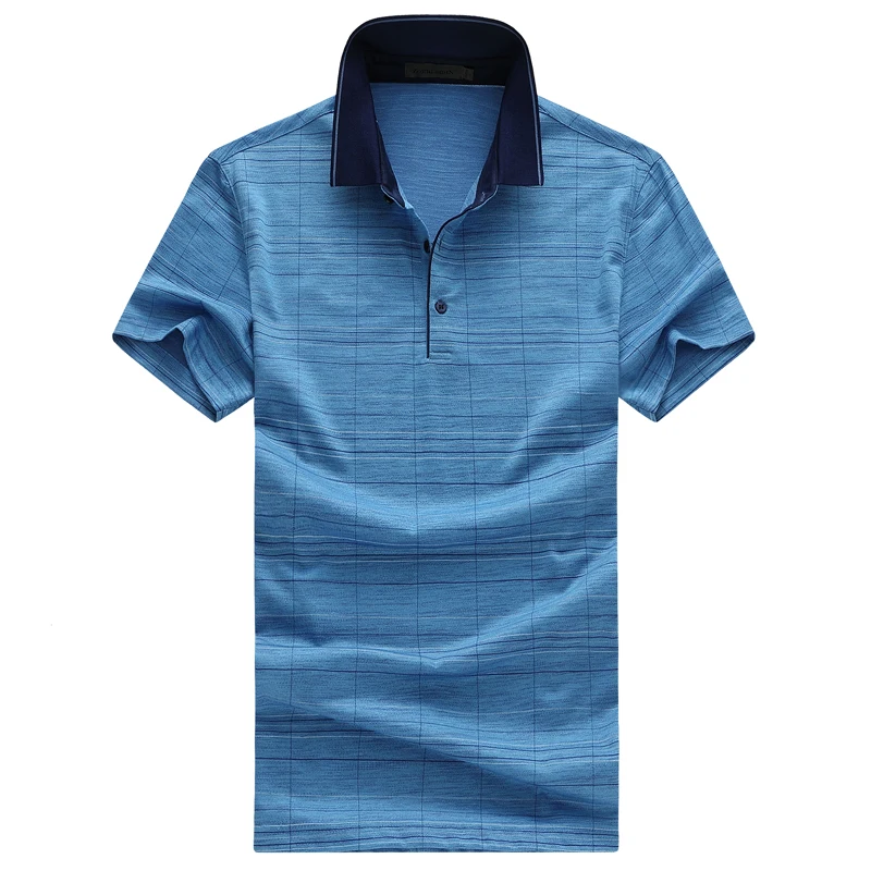 Мужская приталенная рубашка поло с коротким рукавом хлопковая воротником