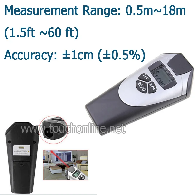 

0.5-18m Free shipping Rangefinder LCD Ultrasonic Distance Mete CP3009