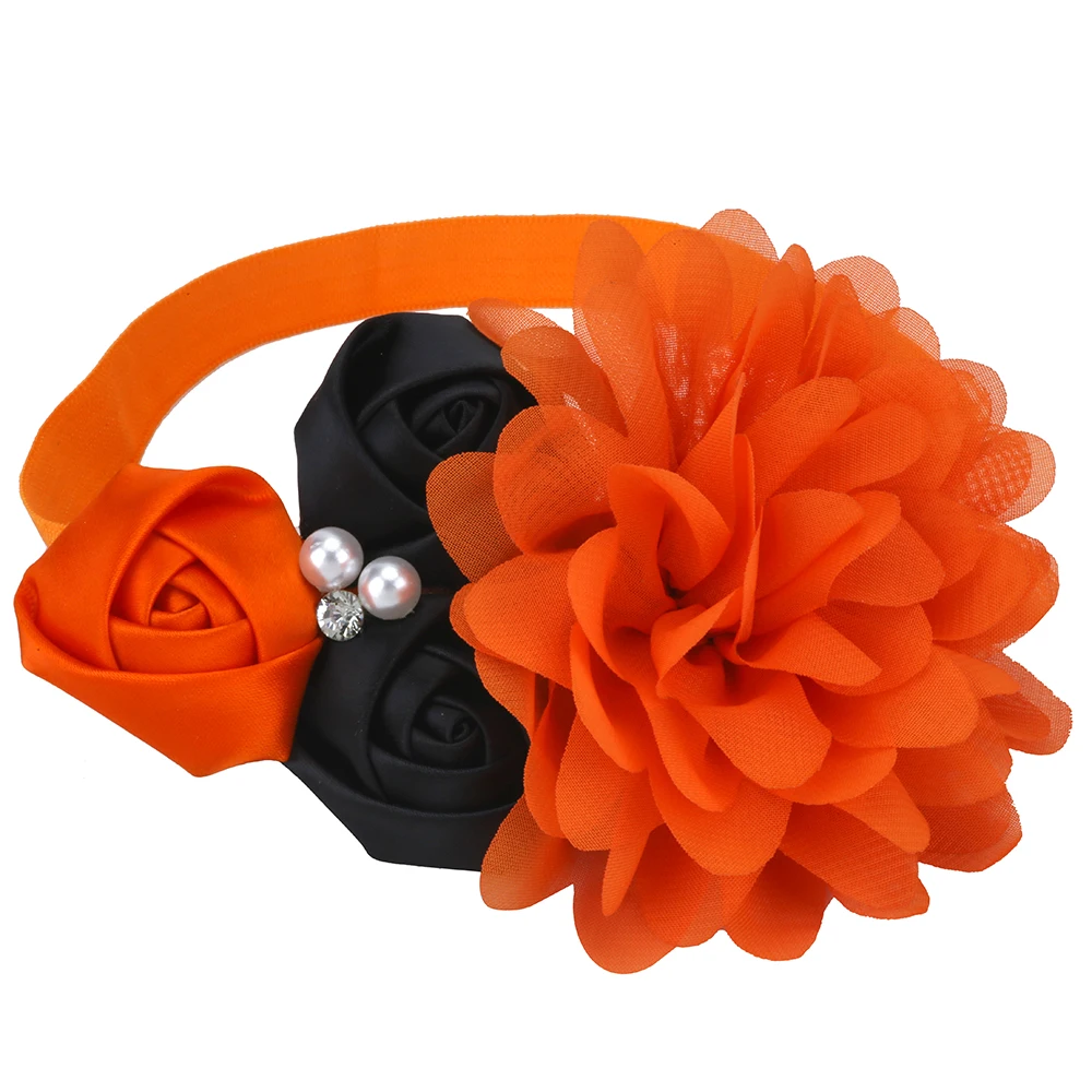 Girl Halloween Headbands Holiday Party Hair Band Pack of 3 Black and Orange Shabby Chiffon Hairbands Children Bows Accessories | Аксессуары