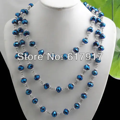 Бесплатная доставка Модные ювелирные изделия синий луч кристалл ожерелье с